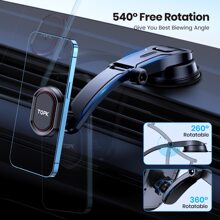 TOPK Magnetic Car Phone Holder [Upgraded] Super Strong Magnetic Dashboard Phone Mount With Nano Suction Cup For Car 360° Rotation (D37-C)
