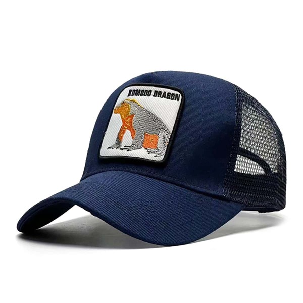 1 Pieza De Gorra Unisex Azul Oscuro Con Bordado De Animal De Lagarto De Komodo, Adecuada Para Deportes Al Aire Libre Y Actividades De Grupo