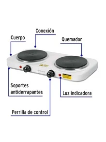 White Disc Type Double Burner Electric Grill - White - View 2