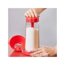 方便的半自動攪拌器手持旋轉篩杯家用廚房烘焙器具用於混合和篩選烘焙麵粉篩旋轉麵粉篩塑料攪拌機廚房用品烘焙方便攪拌和篩選