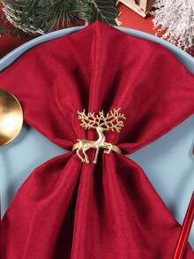 6 pièces/set Ronds de serviette en or avec motif de cerf pour Noël, mariage, décoration de fête