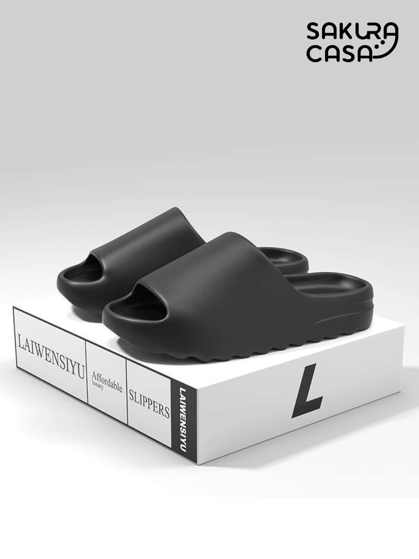 Sandalia chanclas tipo yz slides de goma eva antiderrapante para baño - Negro - Ver 1