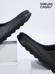 Sandalia chanclas tipo yz slides de goma eva antiderrapante para baño - Negro - Ver 3