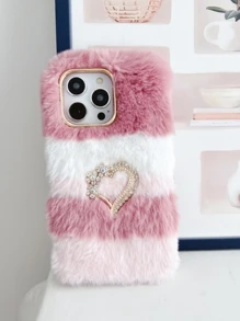 粉色兔毛防摔手机壳，适用于谷歌和摩托罗拉手机，国际版，非国内版 - 彩色 - 查看 3