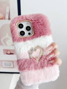 粉色兔毛防摔手机壳，适用于谷歌和摩托罗拉手机，国际版，非国内版 - 彩色 - 查看 1