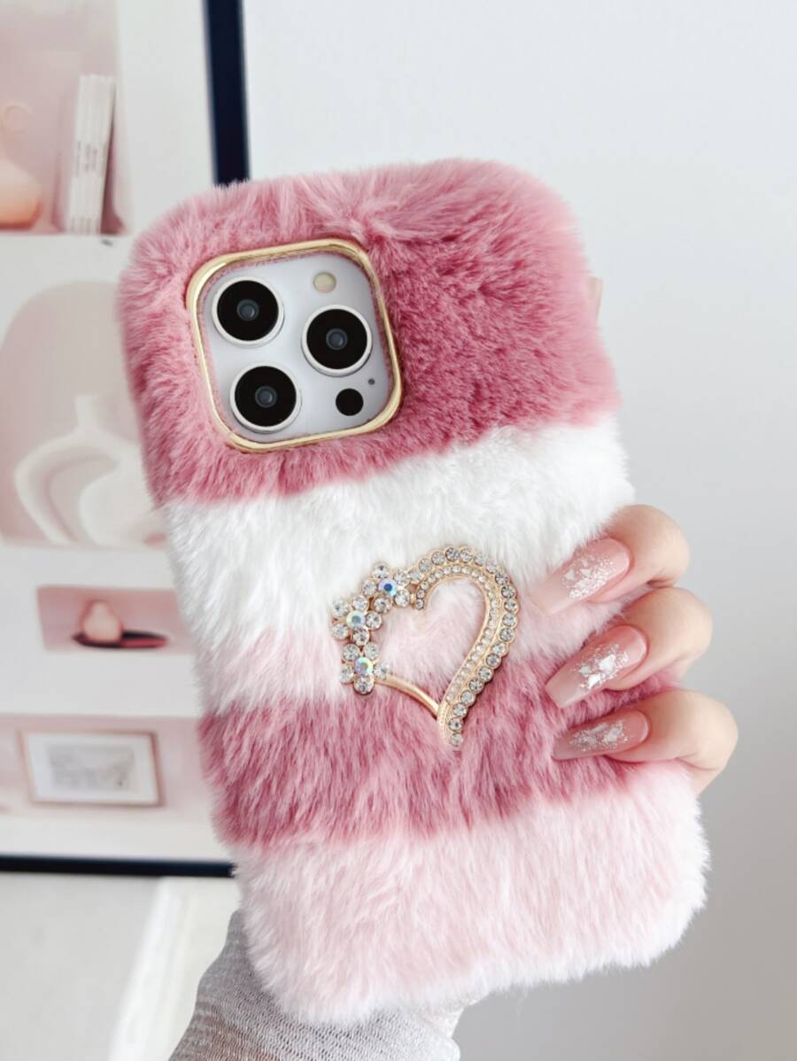 粉色兔毛防摔手机壳，适用于谷歌和摩托罗拉手机，国际版，非国内版 - 彩色 - 查看 1