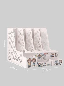 1pc Gray Desktop File Organizer, Multifunctional File Holder, File Basket, Multi-layer Shelf, Office Bookshelf, Storage Rack - Grey - View 4