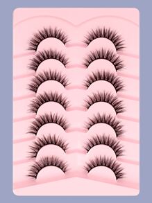 Himirell 7pairs 8-13mm Crossed And Lengthened Curling Fake Eyelashes, Suitable For Parties And Dance Parties - Black - View 3