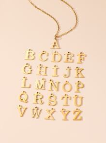 1pc Fashion 26 English Letter Necklace, Stainless Steel Jewelry For Women, Everyday Wear - Yellow Gold - View 3