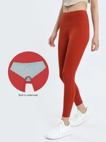 Panty Line High Waist Tummy Control Yoga Pants - Red - View 1