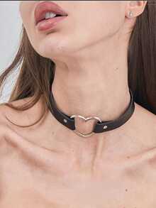 1 chiếc vòng cổ choker nữ có hình trái tim bằng kim loại, phụ kiện thời trang phong cách Gothic, thích hợp để đeo hàng ngày trong lễ Halloween - màu đen - Xem 3