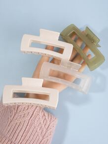 4pcs/set Ladies' Large Sized Multicolor Hair Claw, Large Claw Clip, Curved Disc And Multi-tooth Hairpins Hair Accessories - Multicolor - View 1