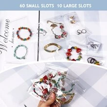 首飾收納盒,抵抗的,適用於耳環,項鍊,配件,可密封收納(帶50小透明可密封包)