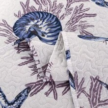 3Pcs Summer Beach Bedspreads Set King Queen Twin Size Lightweight Coastal Ocean Theme Quilts Seashell Conch Coverlet Sets Starfish Seahorse Seaweed Printed Bedding Pillow Shams - 紫白色 - 查看 3