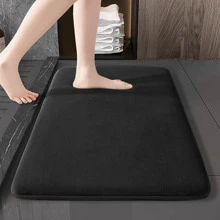 Water Absorbent & Anti-Slip Bathroom Floor Mat, Coral Velvet Material, Machine Washable, Multi-Purpose Door Mat Home Bathroom Decor Bath Rug Floor Carpet Outdoor Rug Door Mat Fall Decor Bathroom Accessories Back To School Entryway Decor - Black - View 1