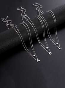 2 Stücke/Set Halsketten Set Damen Edelstahl einfach 26 Alphabet Name Anfänglich , Weihnachtsgeschenk