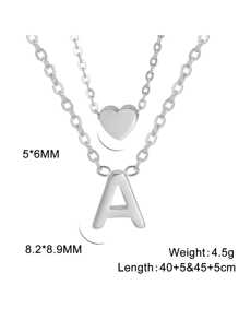 2 Stücke/Set Halsketten Set Damen Edelstahl einfach 26 Alphabet Name Anfänglich , Weihnachtsgeschenk