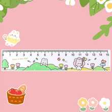 1 pieza Regla de estudiante linda con patrón de dibujos animados - Multicolor - Ver 1