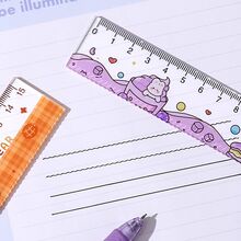 1 pieza Regla de estudiante linda con patrón de dibujos animados - Multicolor - Ver 7