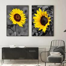 3入組現代向日葵山水海報花曠野水果照片帆布繪畫花卉圖案印刷掛畫客廳裝飾
