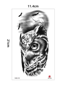 1pc Temporary Waterproof Realistic Owl Eye Water Transfer Tattoo Sticker For Unisex Men's Cool Fake Tattoo - Black - View 4