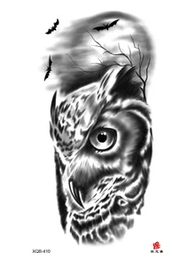 1pc Temporary Waterproof Realistic Owl Eye Water Transfer Tattoo Sticker For Unisex Men's Cool Fake Tattoo - Black - View 2