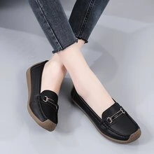 純色女士平底單鞋 - 黑色 - 查看 3