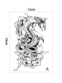 1pc Dragon Pattern Temporary Arm Tattoo Sticker, Creative Waterproof Body Art For Both Men And Women, Realistic Fake Tattoo - Black - View 7