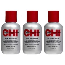 CHI SILK INFUSION 2 oz (CHI0302) - Silk Reconstructing Complex - Strengthens, Smooths, and Protects Hair - Thermal Styling Treatment - Adds Shine & Eliminates Frizz, Suitable for All Hair Types - Salon-Quality Results at Home - 3 bottles