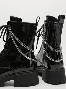 1雙銀色女性時尚鞋飾鏈條適用於靴子