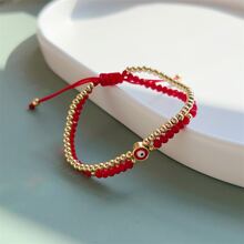 Pulsera con cuenta 18k dorado con diseño de ojo multicapas - Rojo - Ver 3