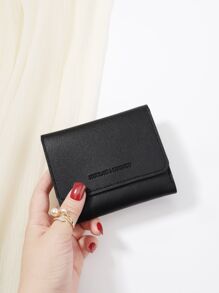 SOUTHLAND&KANGAROO 字母时尚零钱包小号双折女士钱包迷你轻便简约时尚现代商务周年纪念情人节生日礼物情侣礼物女孩礼物女士礼物女包学校用品学校宿舍和返校礼品袋礼物教师礼物女士钱包钱包小钱包 - 黑色 - 查看 2
