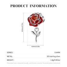 MAGIC CHARMS 1pc S925 Sterling Silver Rose Flower Diy Charm Compatible With Original Bracelets And Necklaces, Exquisite Jewelry For Valentine's Day Gift - Red - View 4