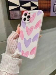 Pink & Purple Heart Shape Painting Anti-drop Phone Case Protective Cover - Multicolor - View 2