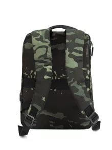 TINYAT 男士15.6英寸筆記本電腦背包商業旅行防水單肩包適用於青少年燈大 - 軍綠色 - 查看 7