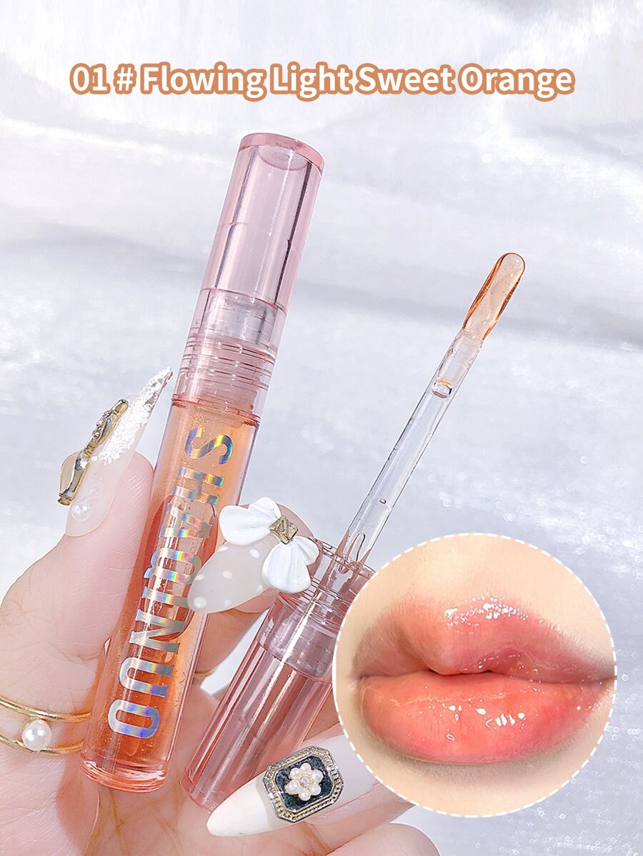 SHAQINUO Transparent Glossy Moisturizing Lip Oil That Diminishes Fine Lines, And Does Not Stick To Cup. This Water-Resistant Option Is Suitable For Daily Lip Care, And It Can Be Layered Under Other Lipsticks To Create Full Lips With A Glass Shine. Does Not Easily Fade - 淡橙色 - 查看 1