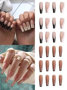 Nâng Của bạn Phong cách Với 48 Dài Móng Tay Làm móng tay Tiếng Pháp Móng tay Bộ Đối với phụ nữ Và Cô gái - Nhiều màu - Xem 1