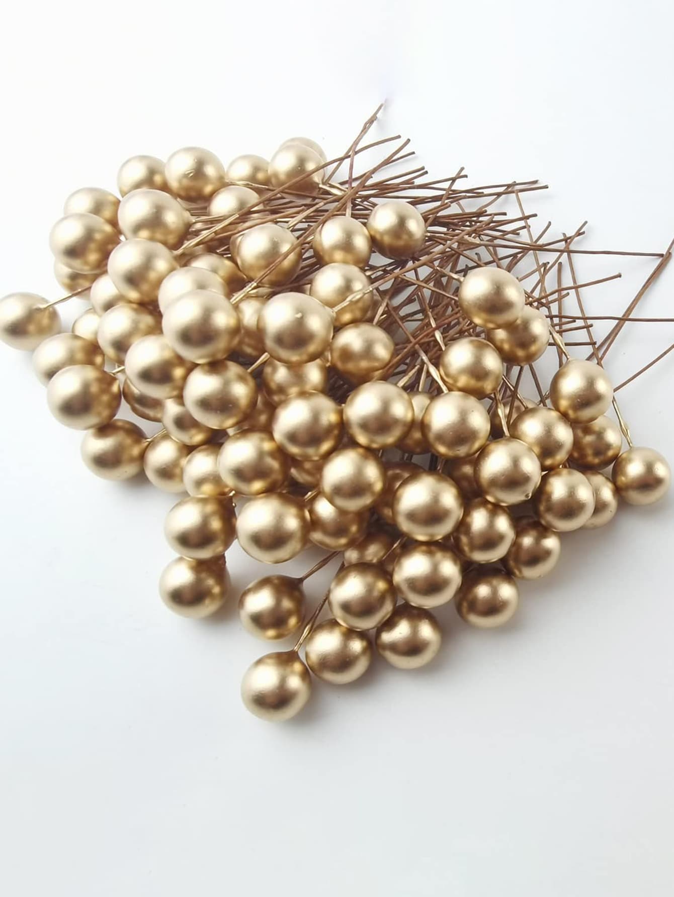 人造冬青浆果，100 件迷你 13 毫米假浆果装饰在电线上用于圣诞树装饰花环 DIY 工艺用途（金色）最佳礼物 - 金色 - 查看 1