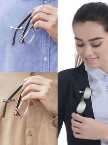 1pc Multifunctional Portable Creative Magnetic Silver Eyeglass Holder & Brooch - Silver - View 3