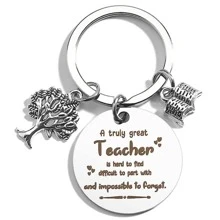 1pc Unisex Teacher's Day Gift Stainless Steel Keychain Teacher Appreciation Present - Silver - View 1