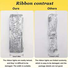 1入組5 公分寬聖誕絲帶蝴蝶結LED 燈串，5m/196.85 英寸50入組LED 燈，電池供電銅線仙女燈，蝴蝶結裝飾，花園/家居/客廳/牆壁/露營/派對/生日/聖誕節裝飾，完美禮物 - 彩色 - 查看 6