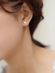 1對女士流蘇耳環，簡約優雅設計，配以奢華水晶和波浪耳環假耳針，適用於假期 - 白色 - 查看 8