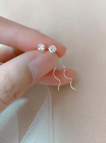 1對女士流蘇耳環，簡約優雅設計，配以奢華水晶和波浪耳環假耳針，適用於假期 - 白色 - 查看 6