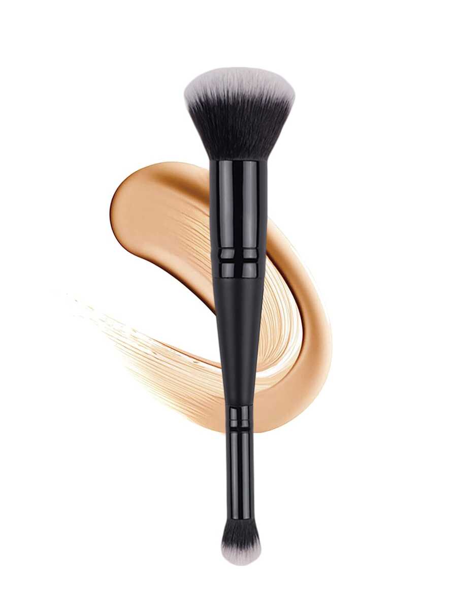 雙頭設計的粉底/遮瑕刷,具有緻密柔軟的毛刷,可實現完美的妝容,提供自然而不明顯的遮瑕效果 - 黑色 - 查看 1