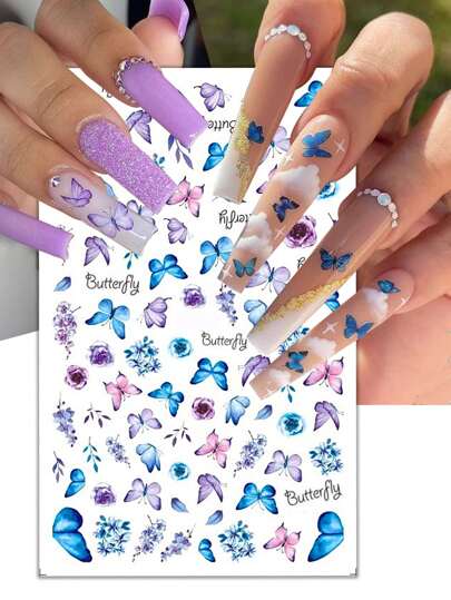 1sheet  Butterfly Pattern Nail Art Sticker