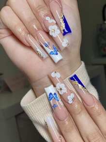 1張蝴蝶圖案美甲貼紙