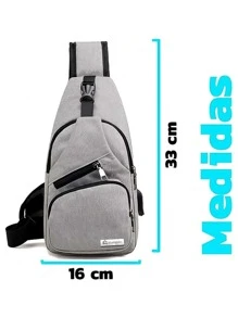 Mochila Cruzada Bluelander: Impermeable, Antirrobo y con Carga USB - Gris - Ver 6