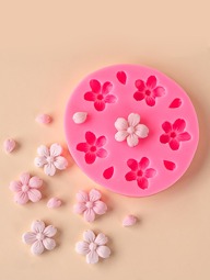 1 Peça Molde De Silicone Para Bolo Fondant Com Flores De Cerejeira Rosa, Ferramentas De Decoração De Bolo De Cupcake Diy, Moldes Para Biscoitos De Chocolate
