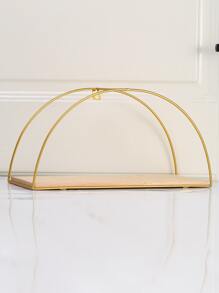 1pc Metal Fan-shaped Wall Mounted Storage Rack For Living Room Decor, Light Luxury Style - Gold - View 2