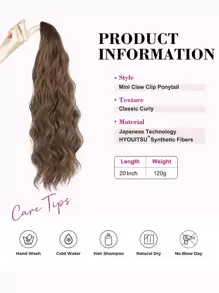 Extension de queue de cheval Clip Ponytail pour femmes Extension de queue de cheval ondulée de 20 pouces en synthétique naturel doux pour un usage quotidien (brun clair)